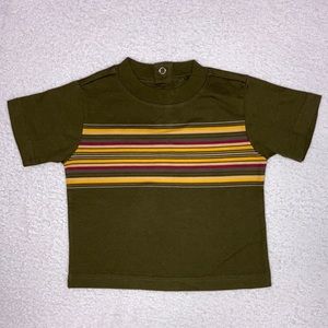 Vintage Gymboree snap back army green striped short sleeve tee Euc